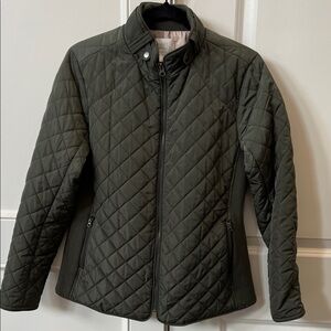 Market & Spruce Quilted Puffer Jacket - Dark Green